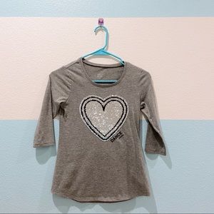 Justice Flip Sequin Heart 3/4 Sleeve